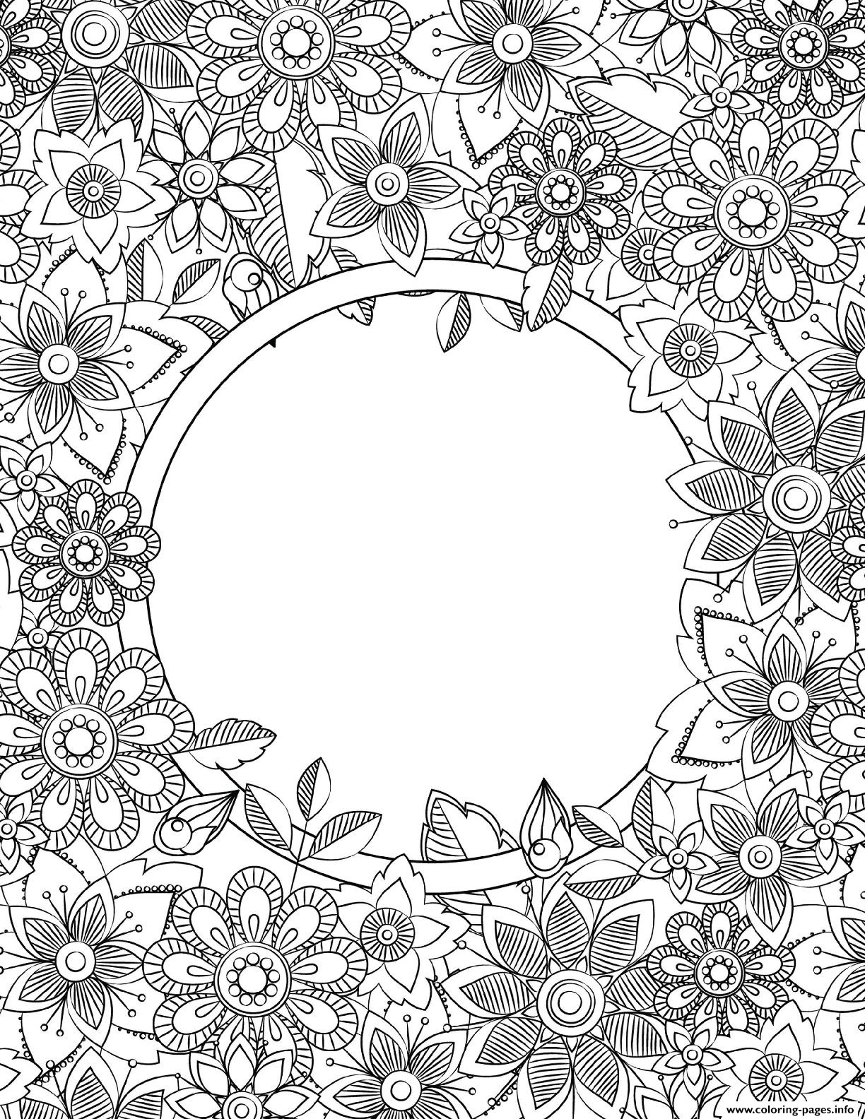 Binder Cover Adult Flowers Coloring Page Printable