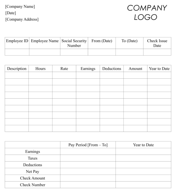 Free Printable Payroll Check Stubs
