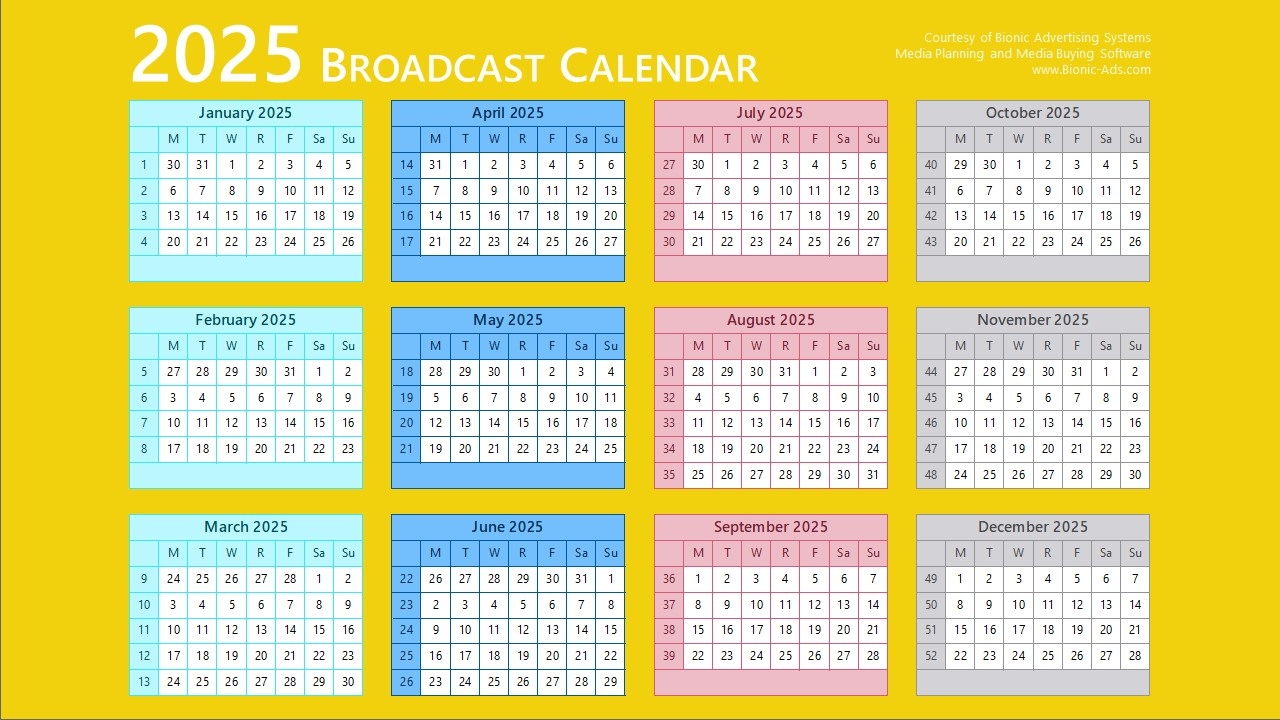 Broadcast Calendar 2025 And 2025 Printable Gabriela Blair