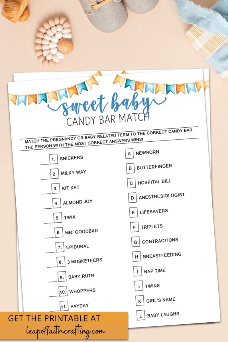 Candy Bar Baby Shower Game FREE Printable PDF Leap Of Faith Crafting