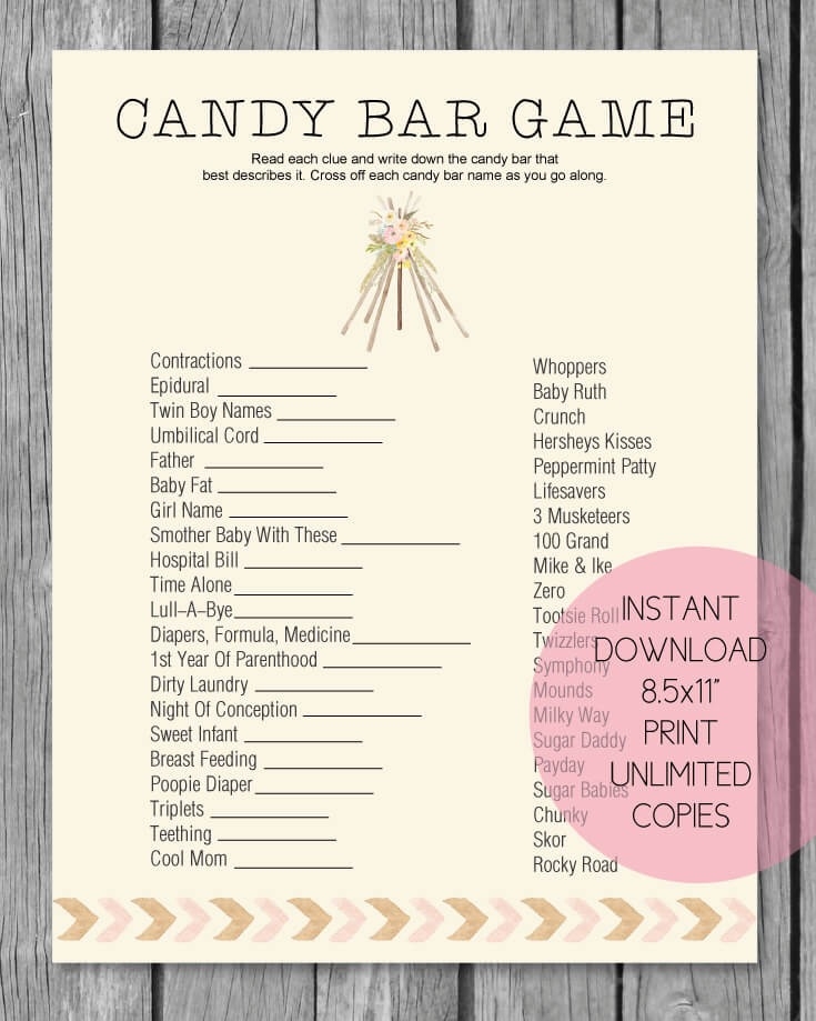 Candy Bar Game Free Printable PRINTABLE TEMPLATES