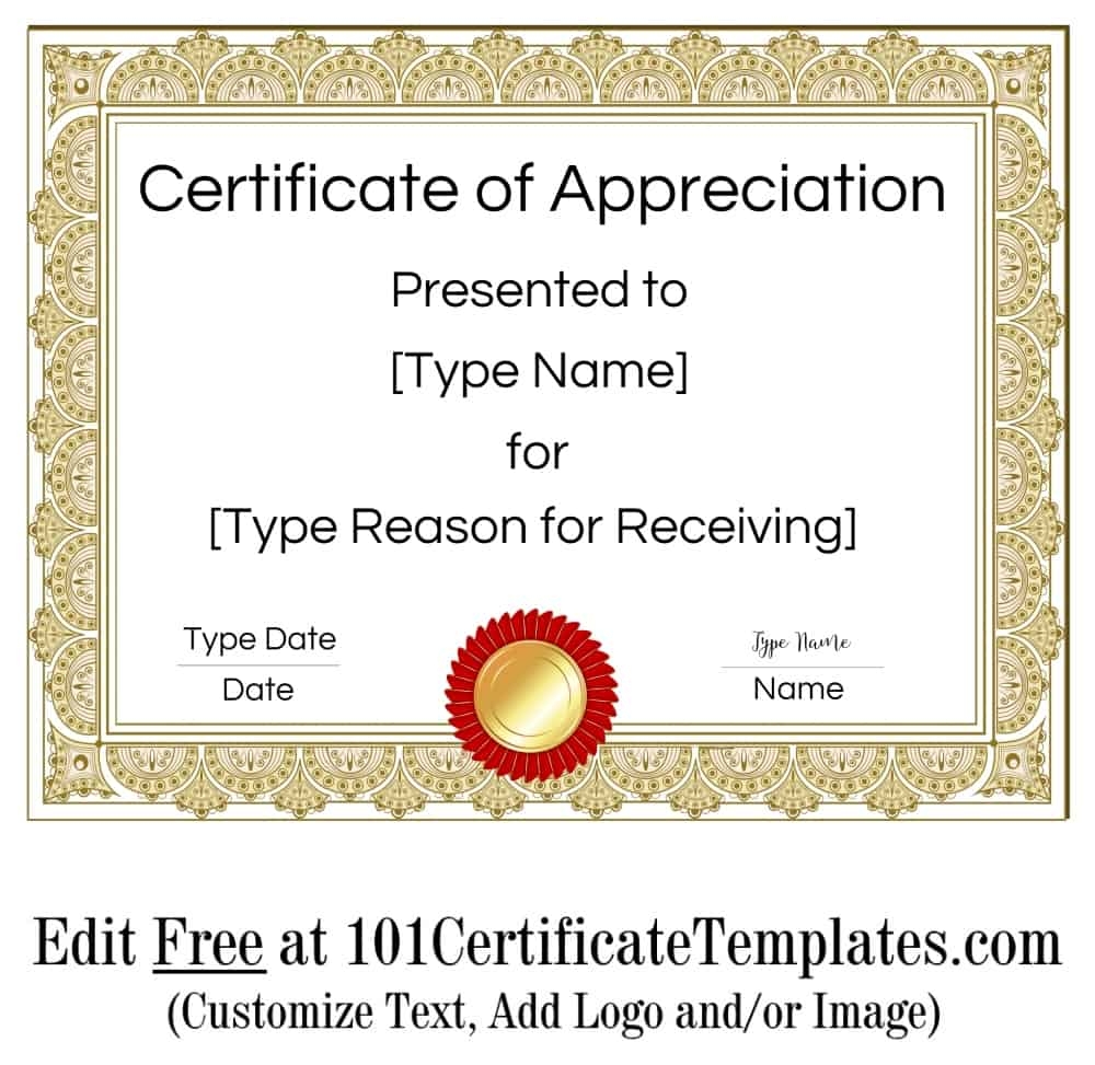 Certificate Of Appreciation Free Printable Certificate Of Appreciation Free Printable