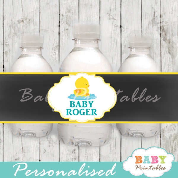 Chalkboard Rubber Ducky Baby Boy Shower Bottle Labels D140 Baby Chalkboard Rubber Ducky Baby Boy Shower Bottle Labels D140 Baby