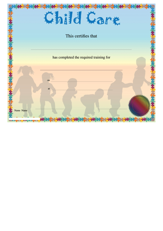 Child Care Training Certificate Template Printable Pdf Download