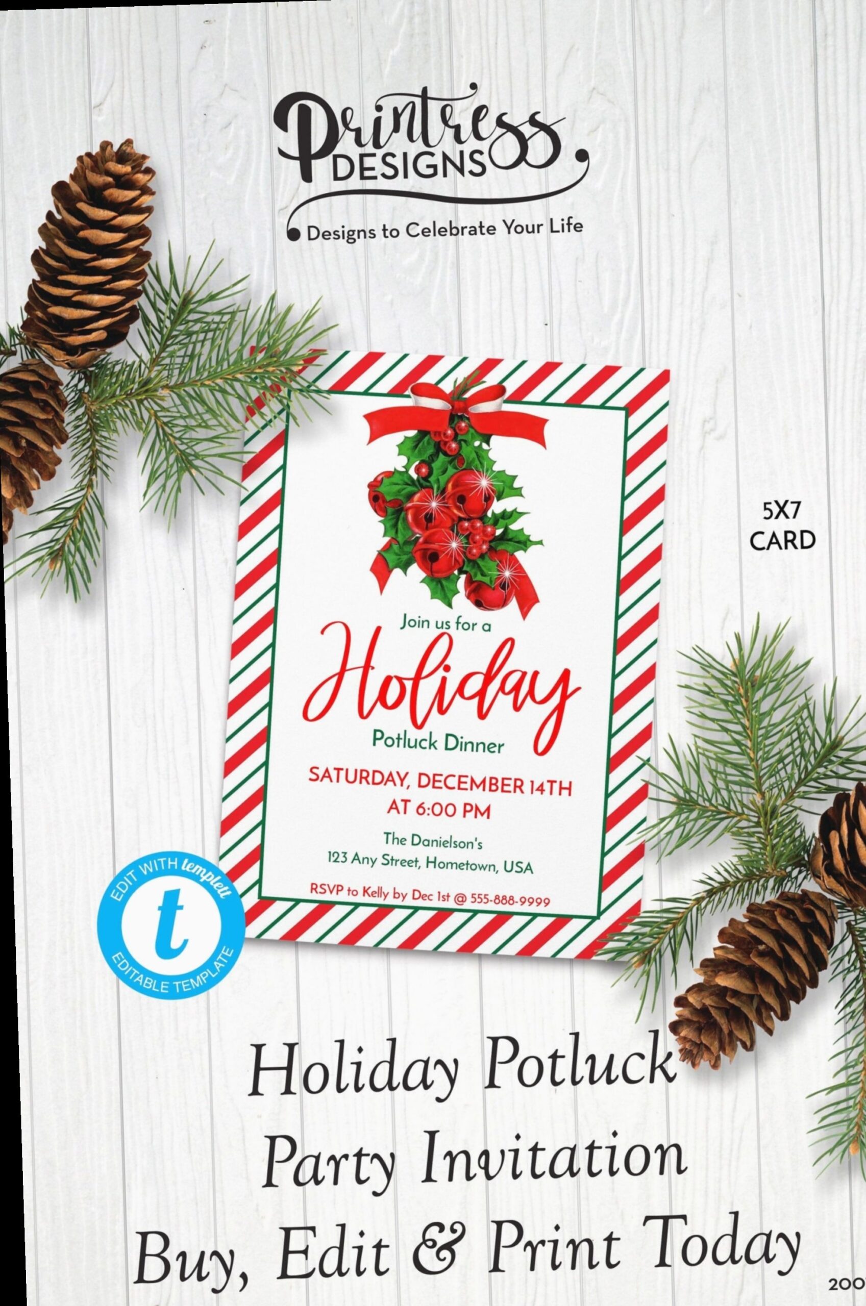 Christmas Potluck Invitation Template Free Printable Dev 