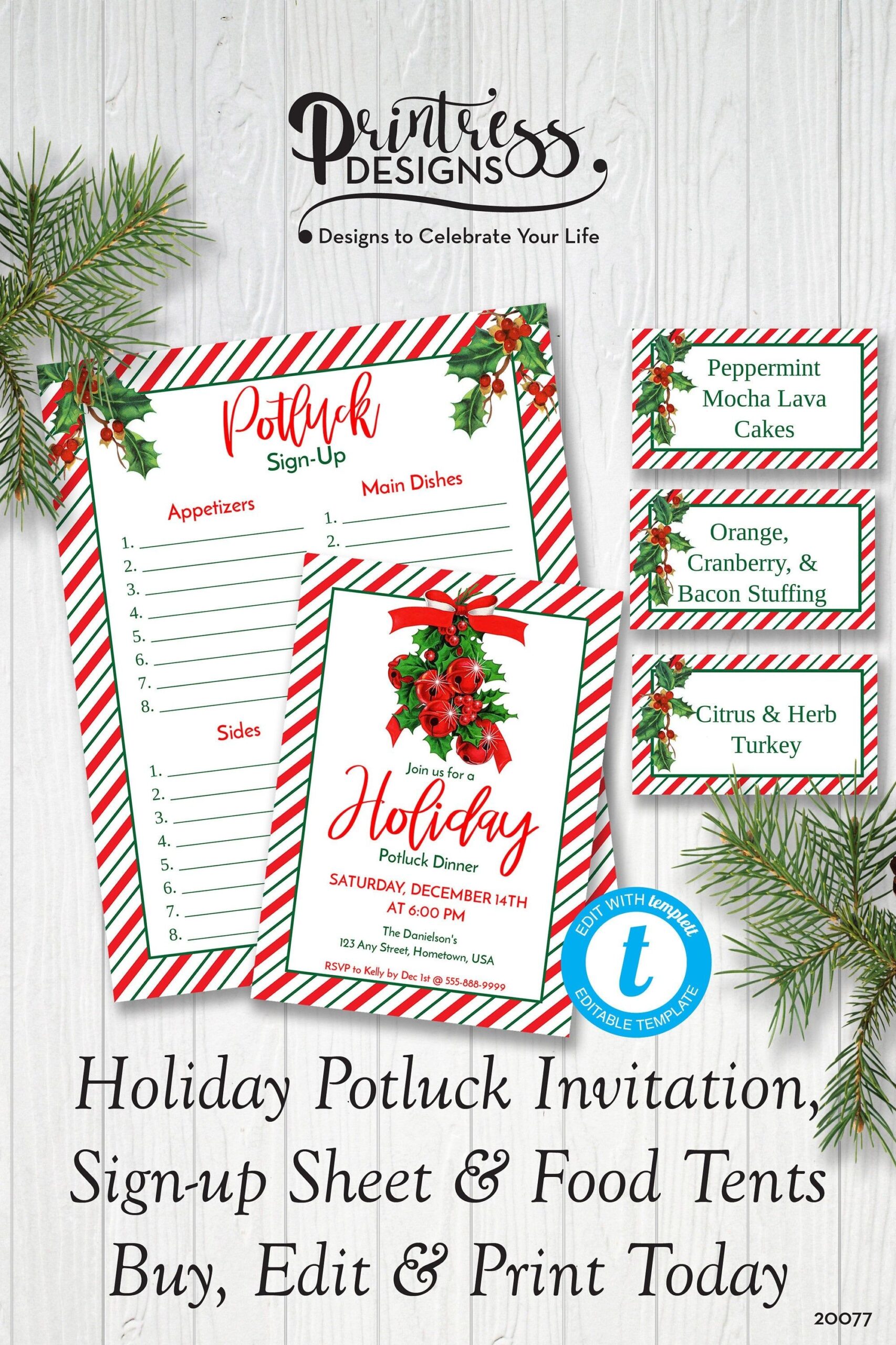 Christmas Potluck Invitation Template Free Printable Web Invite Your 