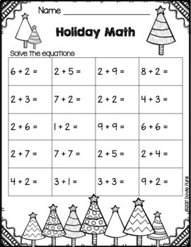 Christmas Worksheets First Grade Math Morning Work By Dovie Funk