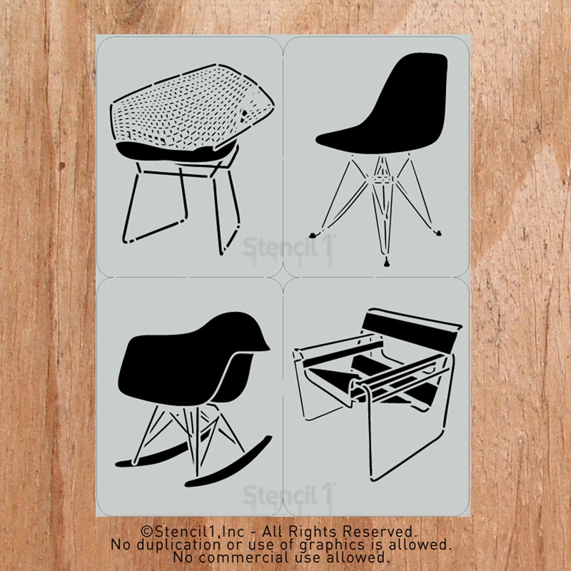 Classic Mid Century Chair Stencils By Stencil 1