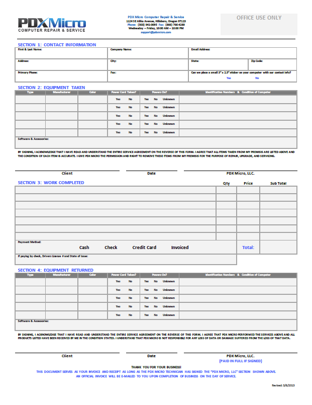 Computer Repair Drop Off Forms Free Printable Printable Forms Free Online Computer Repair Drop Off Forms Free Printable Printable Forms Free Online