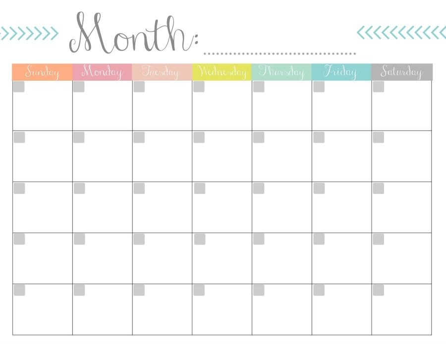 Customizable Printable Calendar