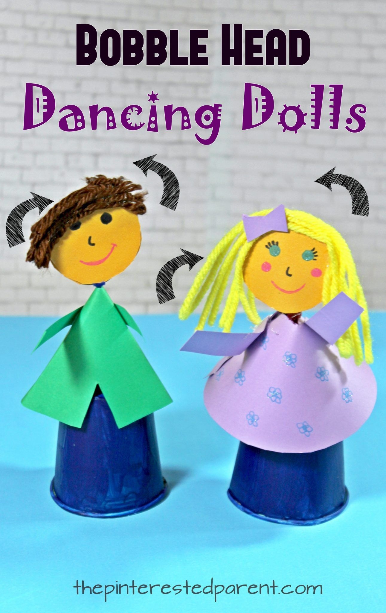 Dancing Dixie Cup Bobble Head Dolls With Printable Template Fun Arts 
