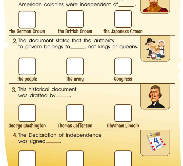 Declaration Of Independence Worksheet Free Printable For Kids