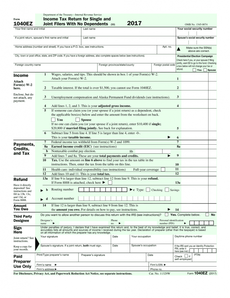 Printable Copy Of The Ohio State 1040ez Form