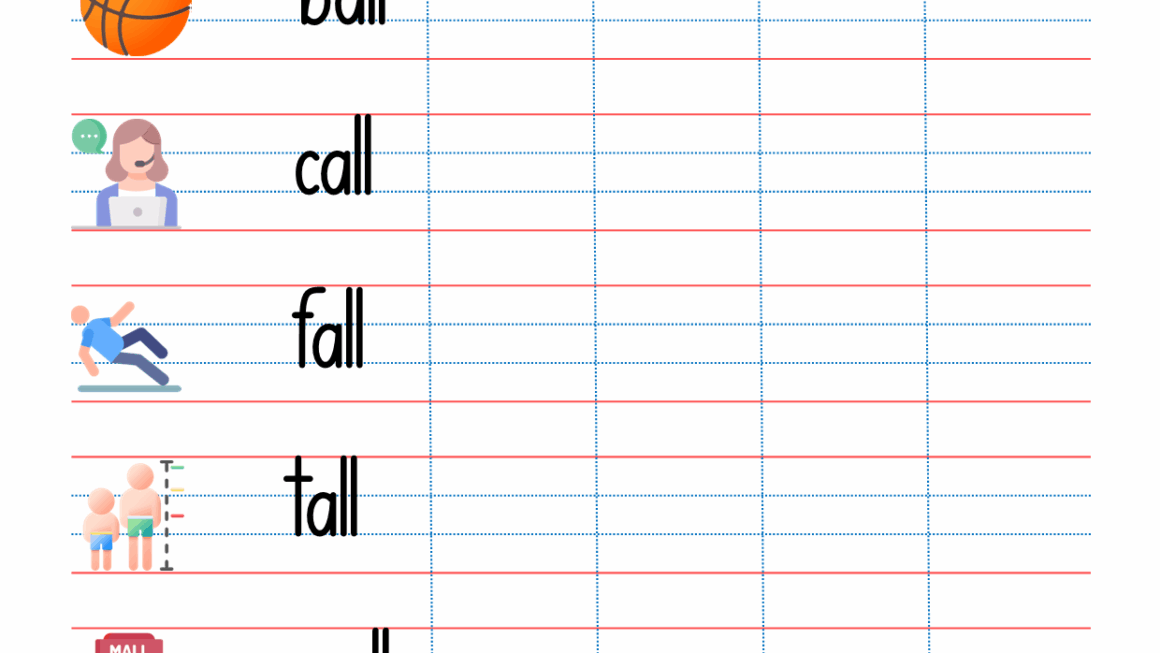Download Words Ending In all Words Worksheets Vikramlearning
