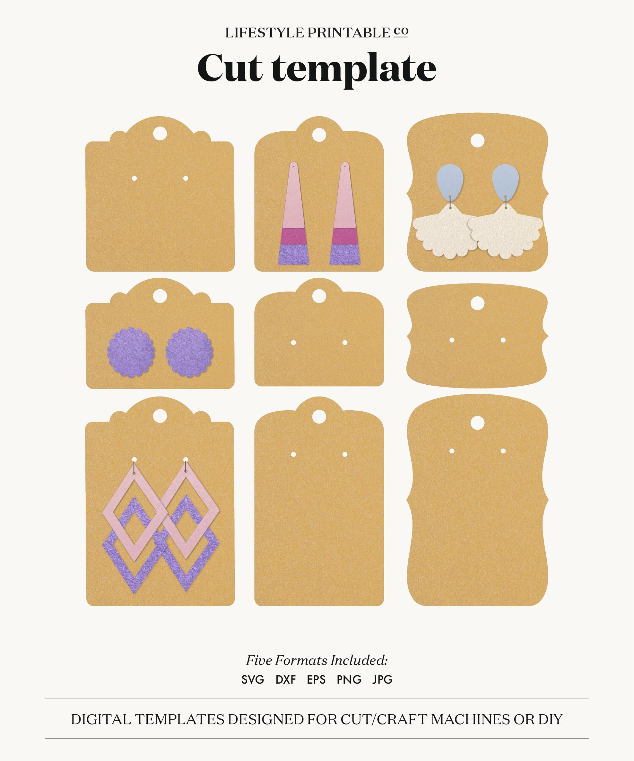 Earrings Display Cards SVG Earring Card Template PDF Earring Etsy Earrings Display Cards SVG Earring Card Template PDF Earring Etsy