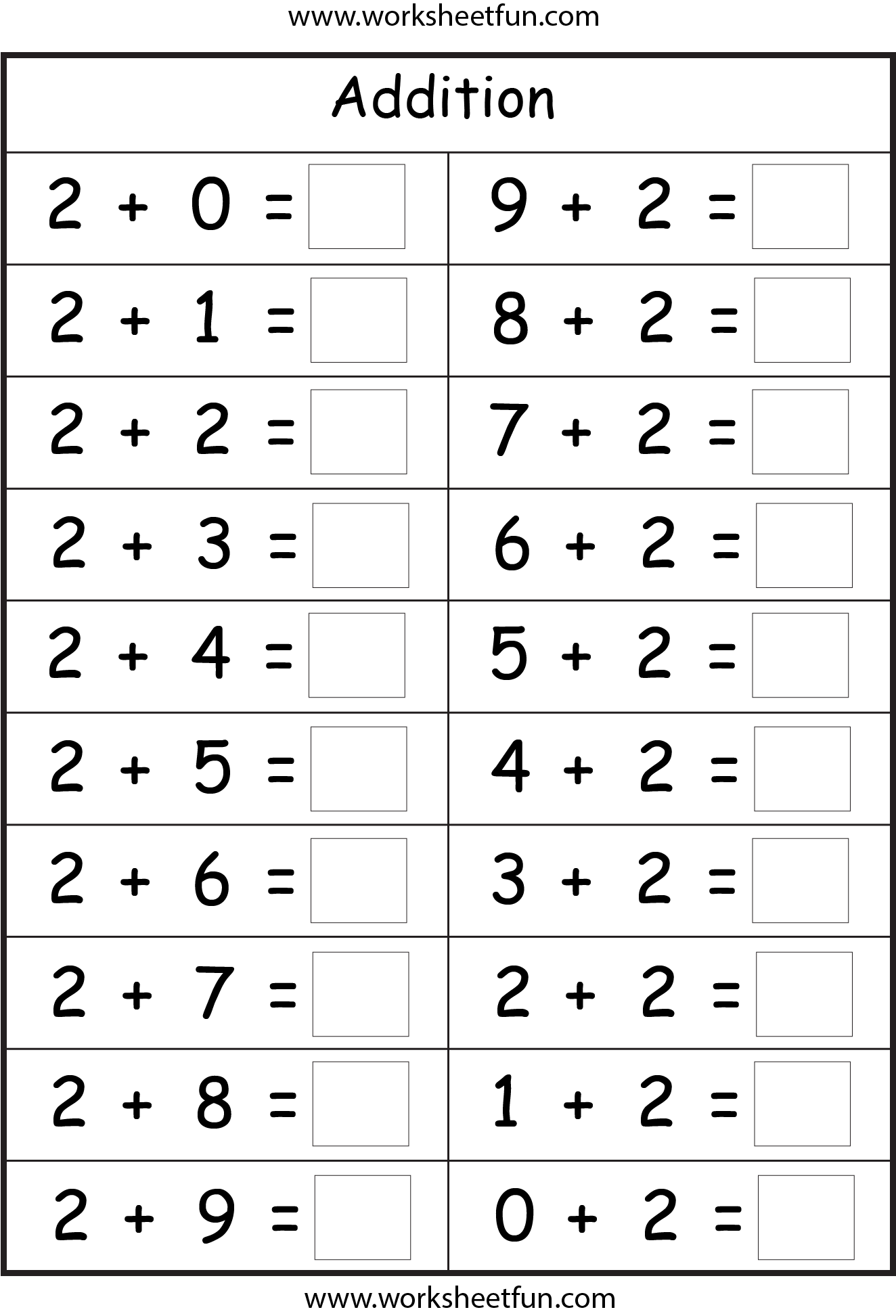 Easy Addition Worksheets Addition Worksheets free Printable