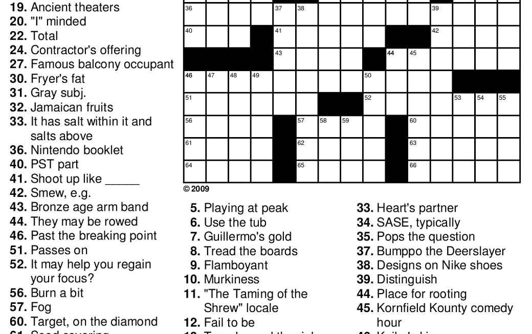 Easy Crosswords For Seniors Printable