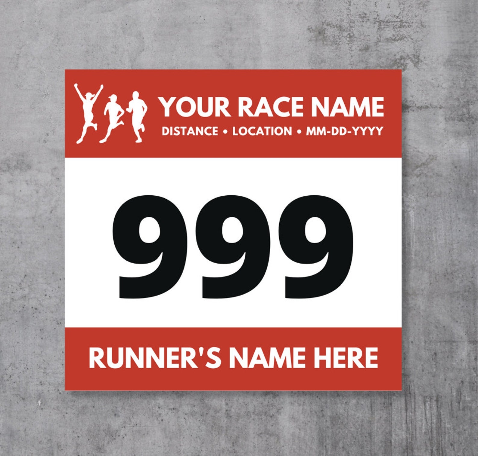 Editable Race Bib Fully Customizable Template Editable Running Bib 