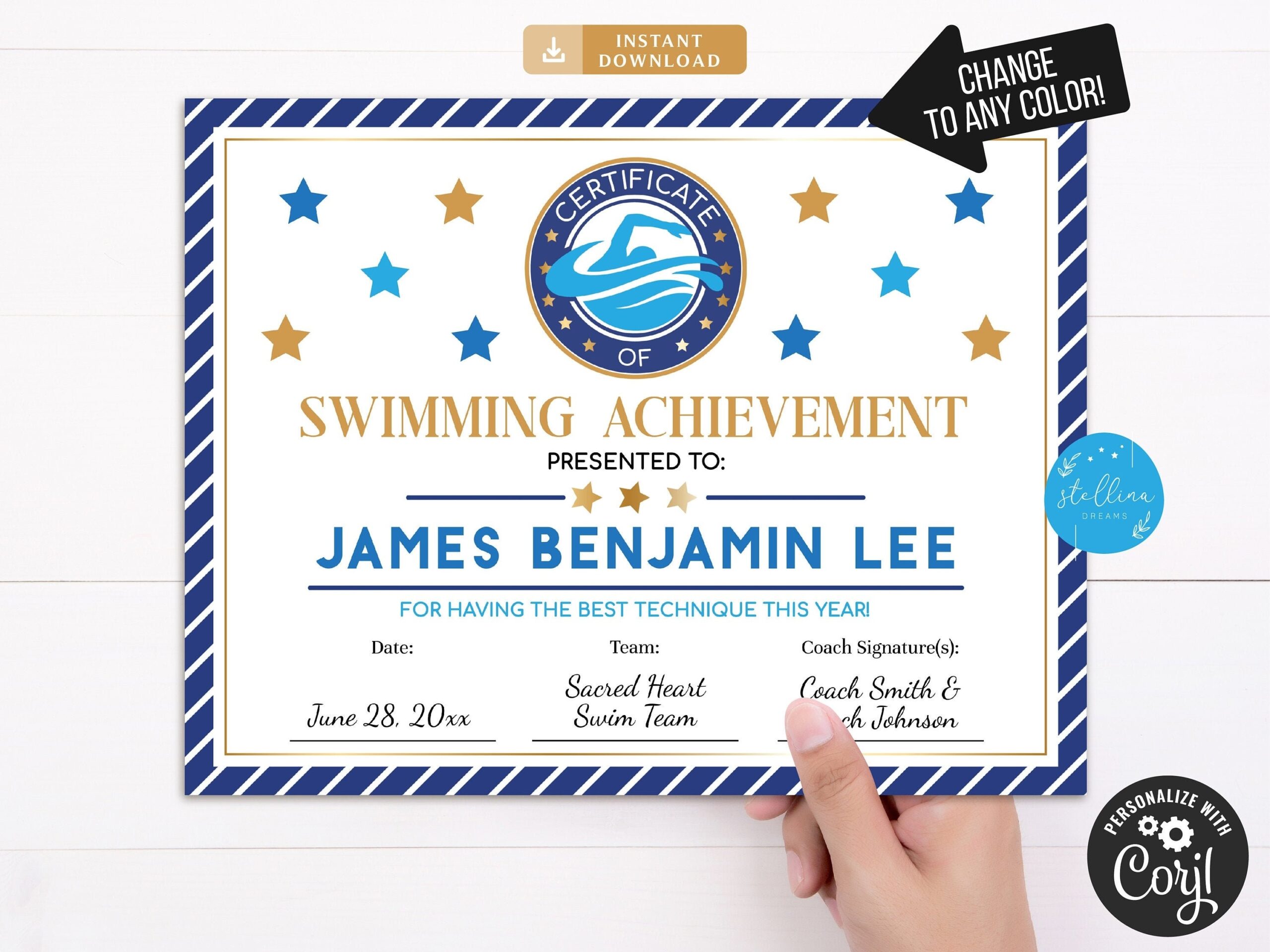 Printable Star Swimmer Certificate