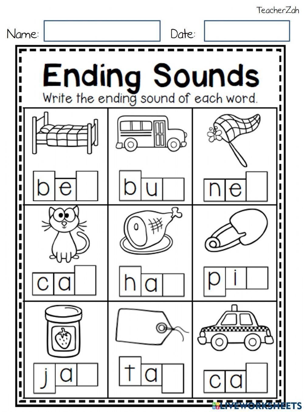Ending Sounds Worksheets Printable Word Searches