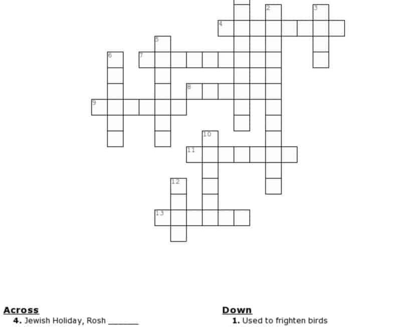 Fall Crossword Puzzle Free Printable Worksheet