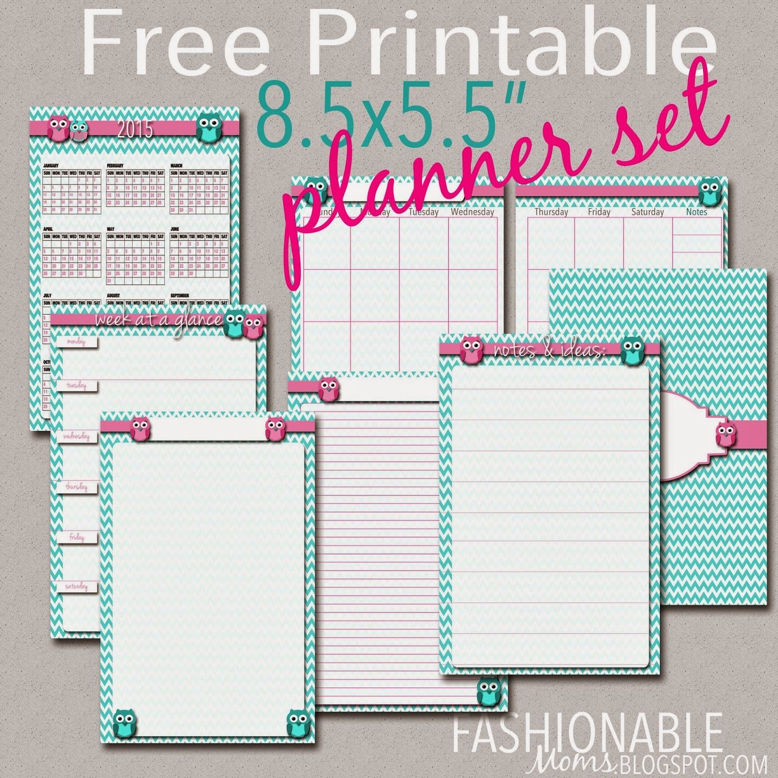 Fashionable Moms Free Printable Half Page Owl Planner Set Planner 