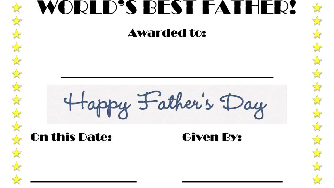 Father 39 s Day Printable Certificate Father 39 s Day Printable Fathers