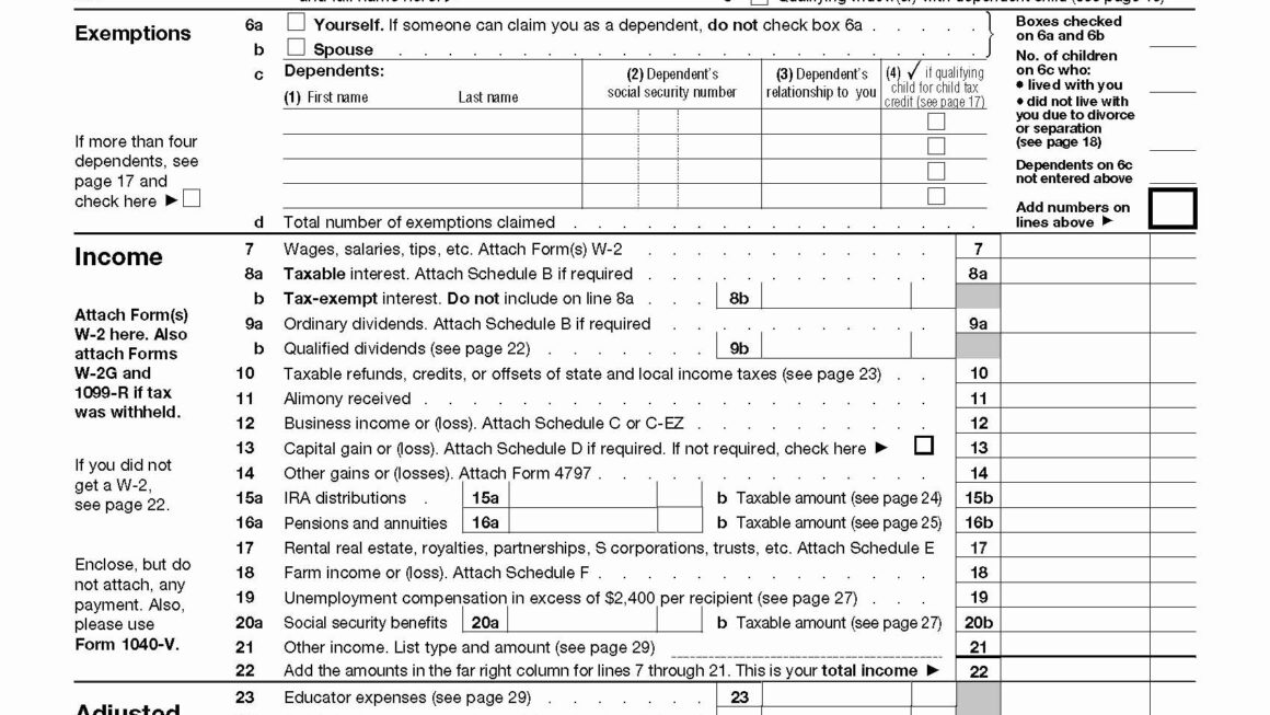 Fillable And Printable Form 1040 Federal Tax Form Printable Forms