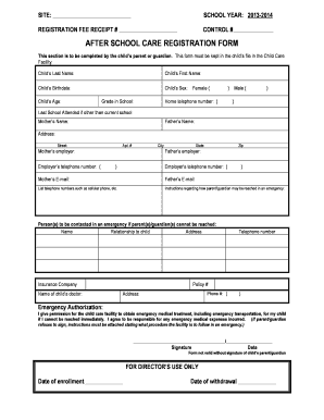 Fillable Online Bhamcityschools After School Registration Form Fax 