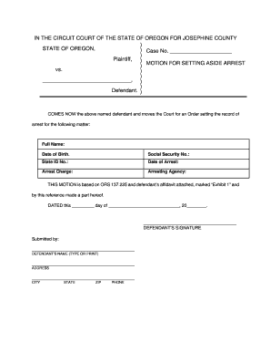 Fillable Online Co Josephine Or Set Aside Arrest Forms pdf Josephine 