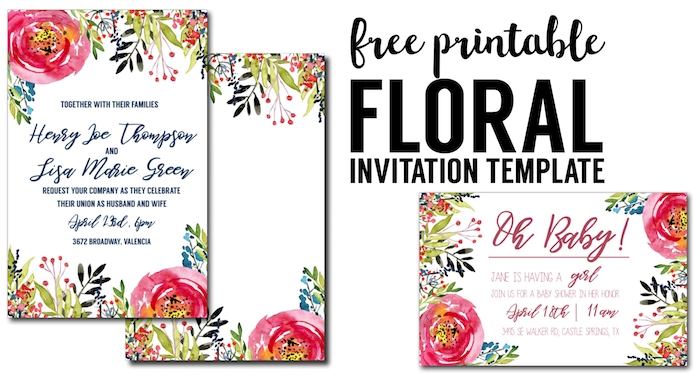 Floral Invitation Template free Printable Paper Trail Design