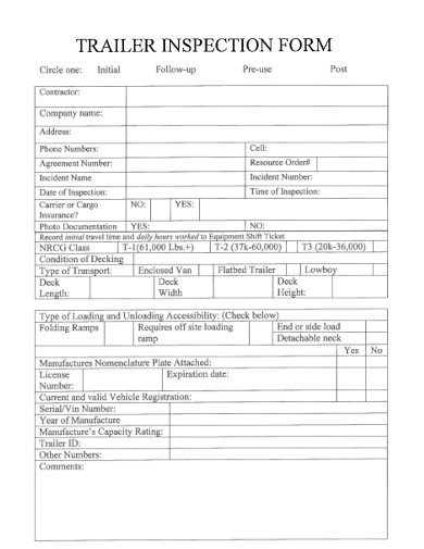 FREE 10 Trailer Inspection Form Samples In PDF