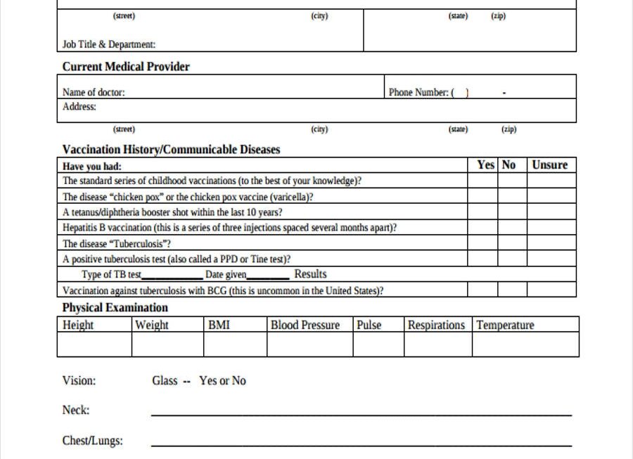 FREE 13 Physical Form Samples PDF MS Word Google Docs