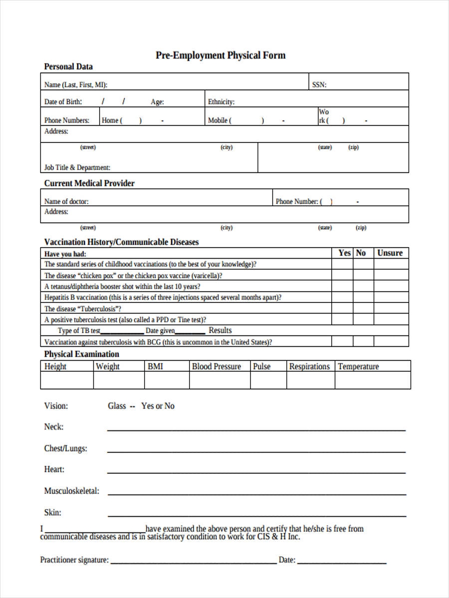 FREE 13 Physical Form Samples PDF MS Word Google Docs FREE 13 Physical Form Samples PDF MS Word Google Docs
