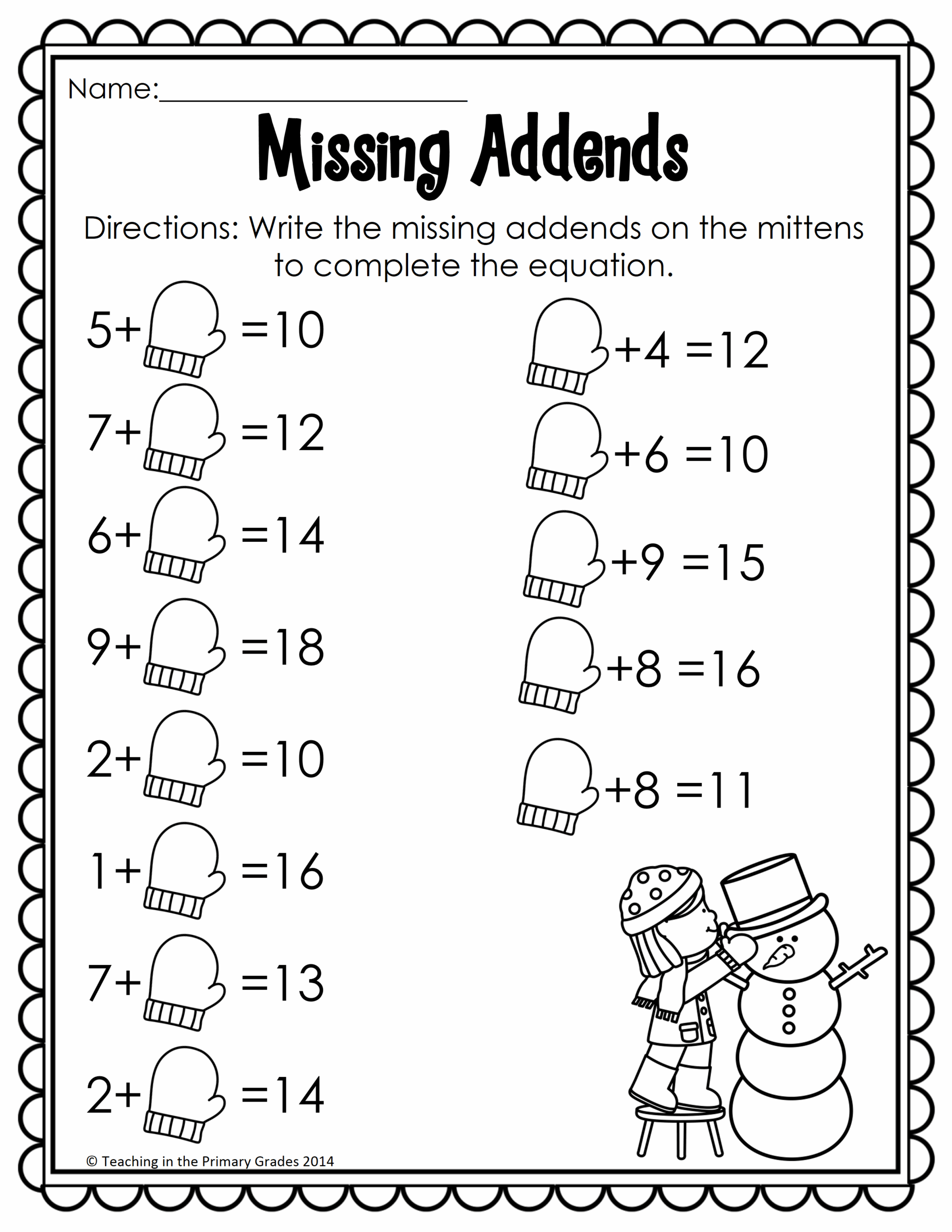 1st Grade Christmas Mah Worksheets Printable And Free