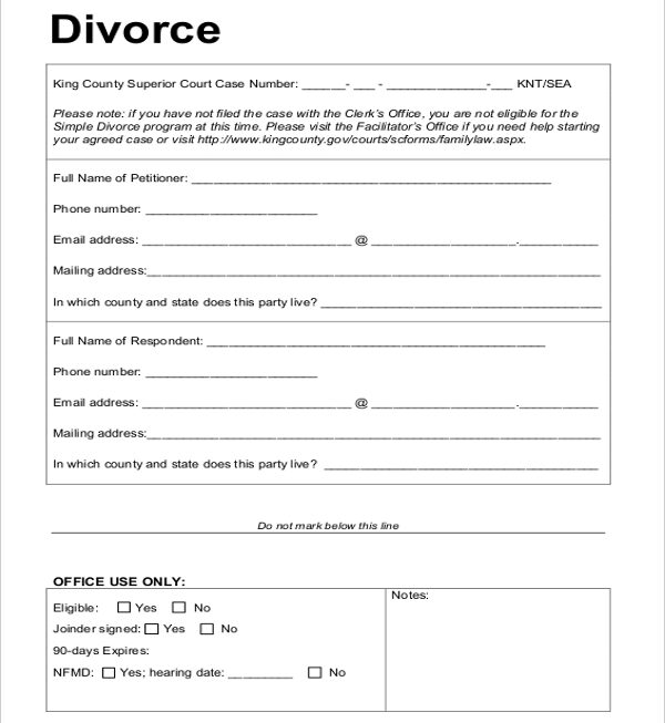 FREE 20 Divorce Form Samples PDF MS Word Google Docs