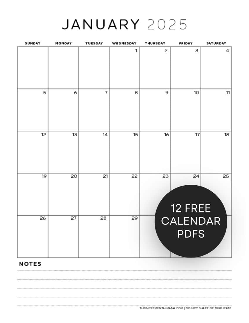 Free 2025 Monthly Calendar PDF Printable With Lined Section The Free 2025 Monthly Calendar PDF Printable With Lined Section The