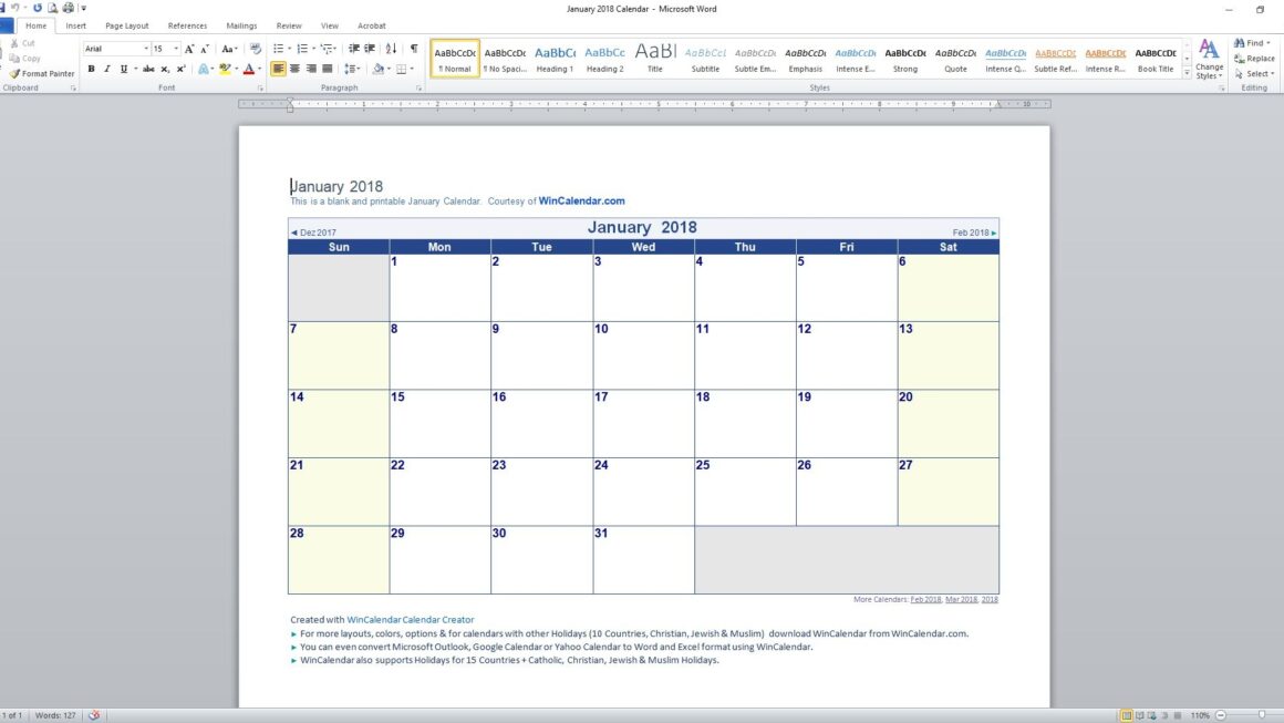 Free 2025 Word Calendar Template Sam Tennant
