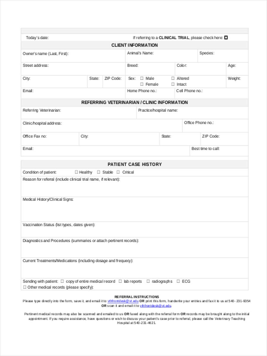 FREE 8 Sample Medical Referral Forms In PDF Ms Word