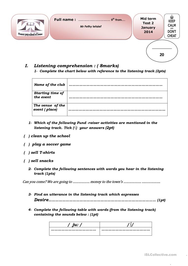 Free 9th Grade English Worksheets
