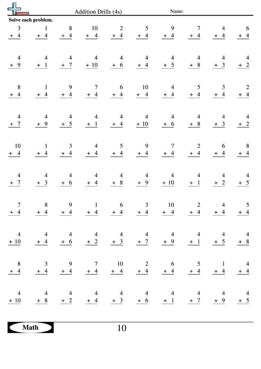 Free Addition Drill Worksheets For Kids Free Addition Drill Worksheets For Kids