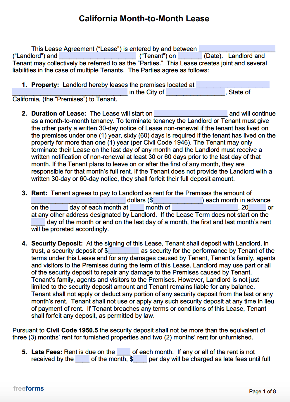 Free California Rental Lease Agreement Templates PDF WORD Free California Rental Lease Agreement Templates PDF WORD