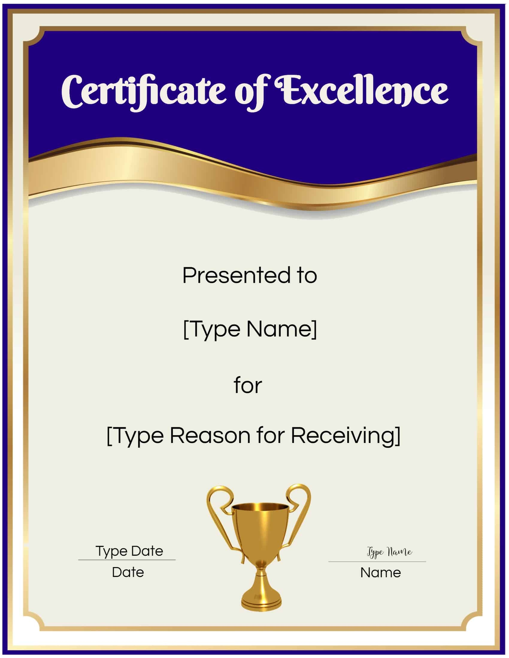 FREE Certificate Of Excellence Editable And Printable FREE Certificate Of Excellence Editable And Printable