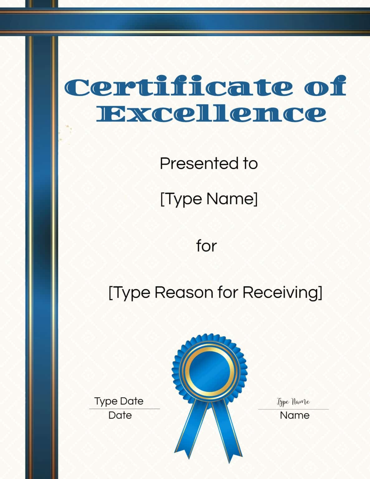 Free Printable Certificate Of Excellence Template Free Printable Certificate Of Excellence Template