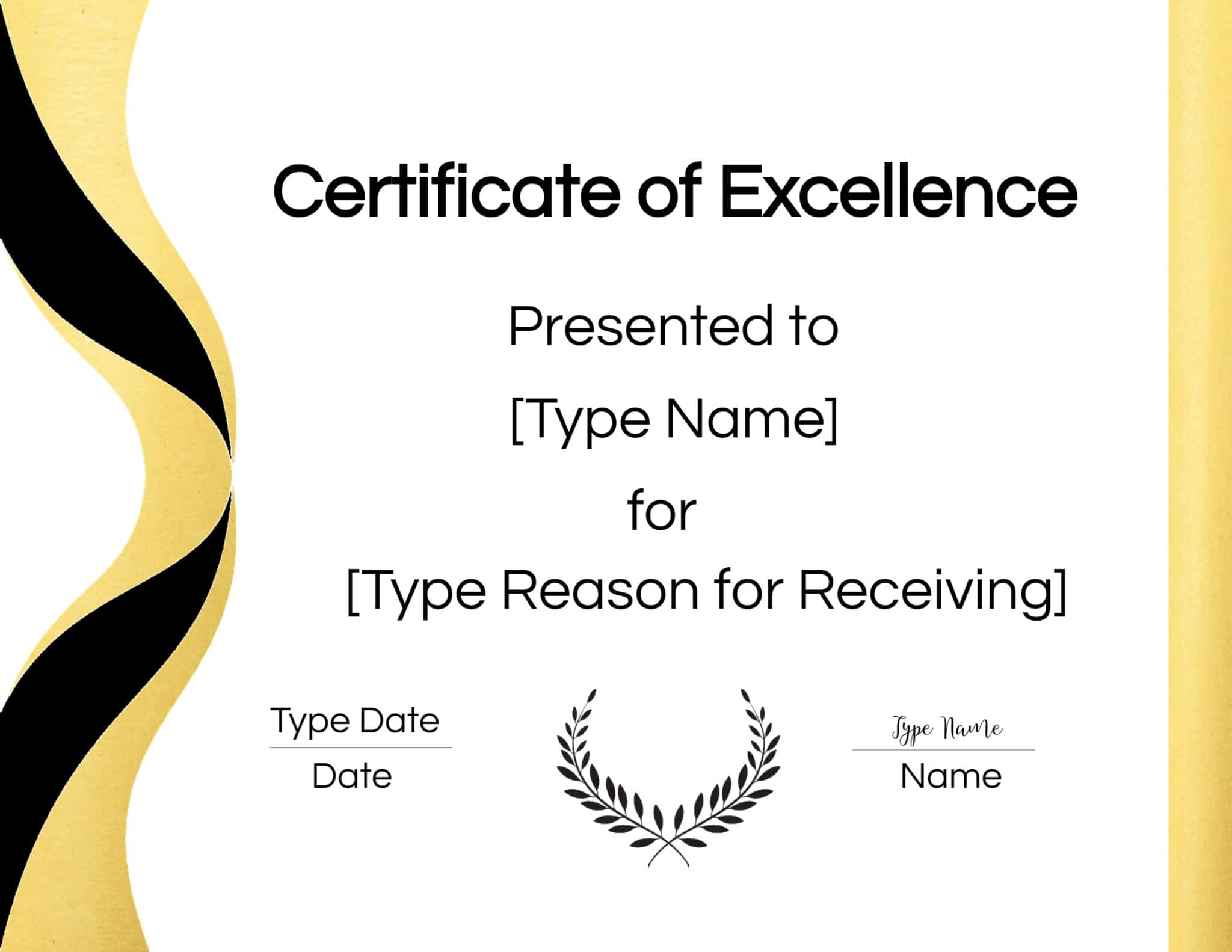 FREE Certificate Of Excellence Editable And Printable FREE Certificate Of Excellence Editable And Printable