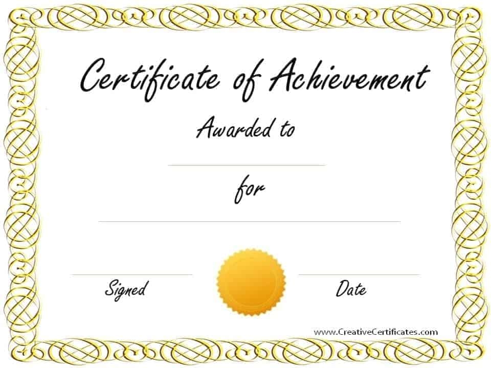 Free Customizable Certificate Of Achievement Free Customizable Certificate Of Achievement