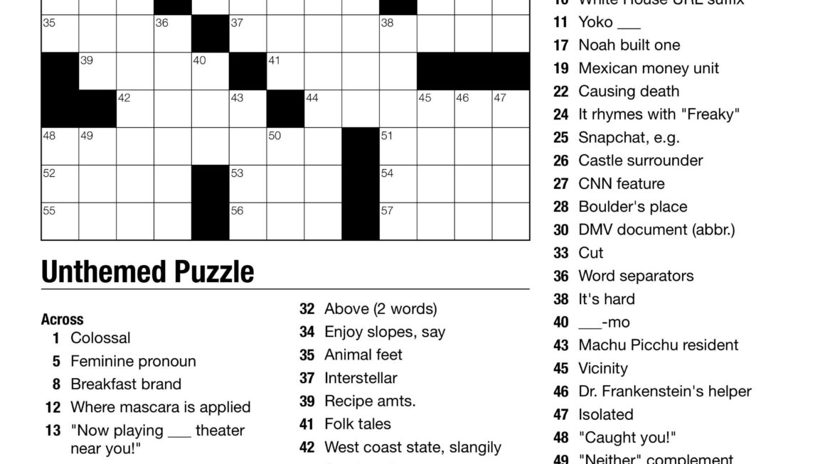 Free Daily Crossword Puzzles Printable