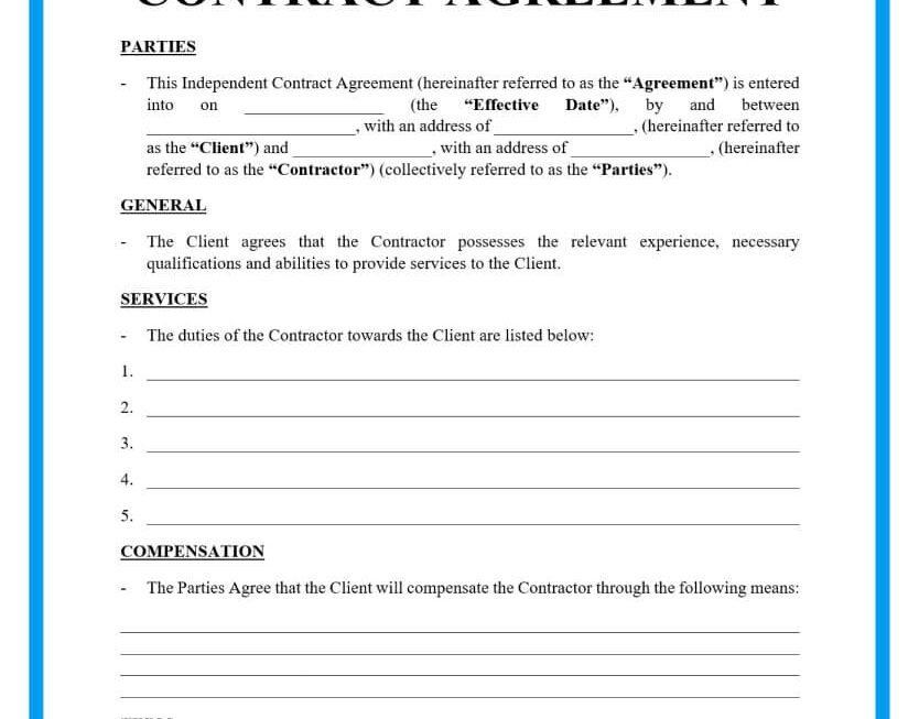 Free Independent Contractor Agreement For Download