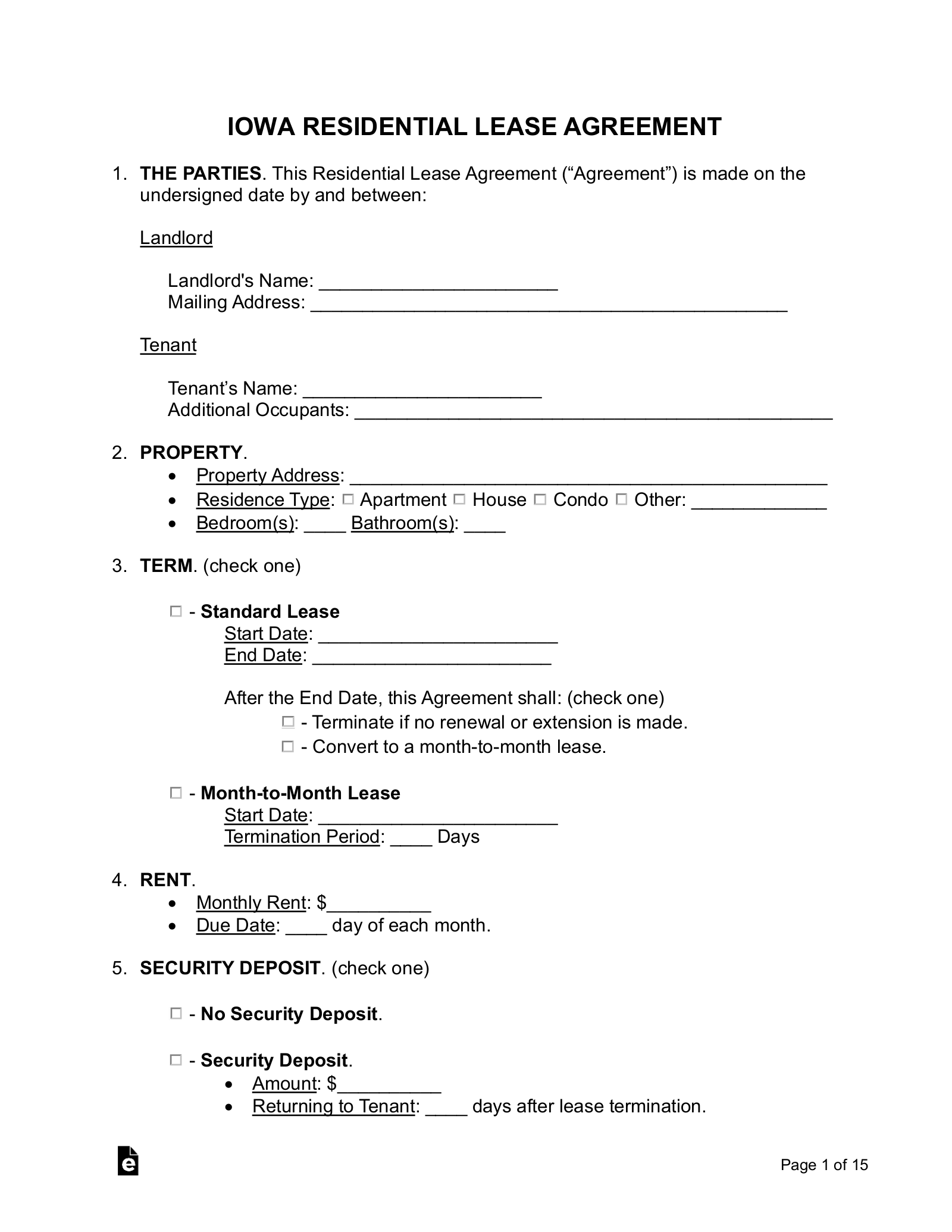 Free Iowa Lease Agreement Templates 7 PDF Word EForms Free Iowa Lease Agreement Templates 7 PDF Word EForms