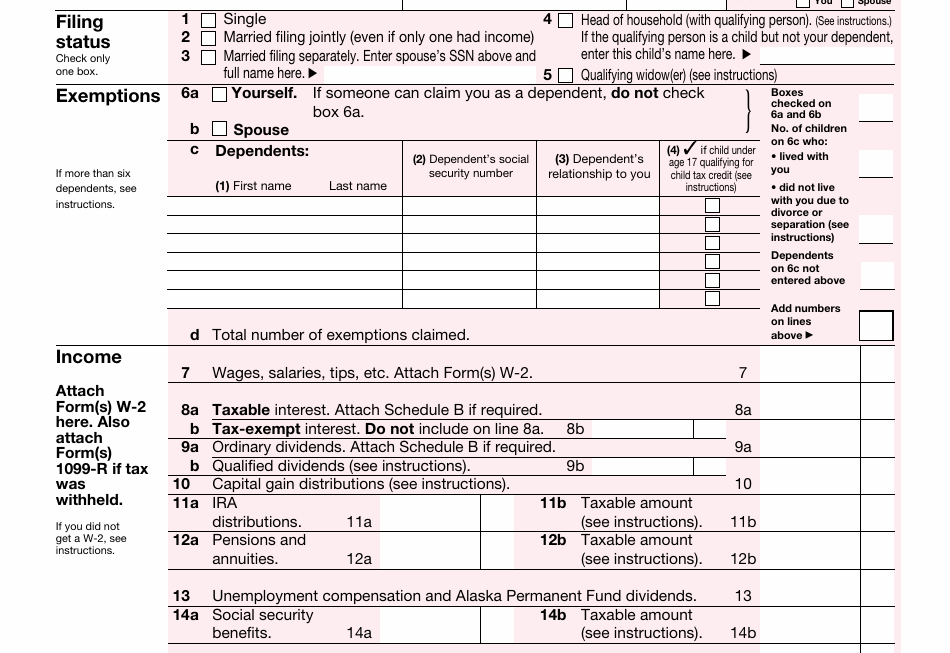 Free Printable 1040a Tax Form Printable Templates